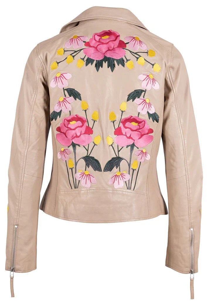 MANTEAU CUIR FEMME - PEONIE - Light Beige