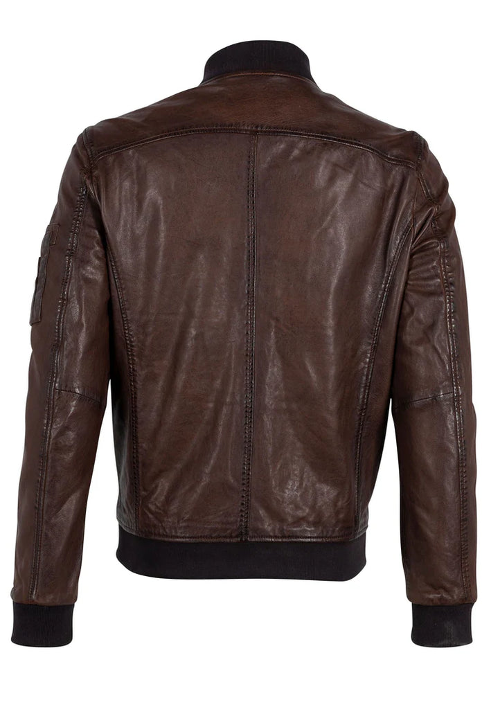 MANTEAU CUIR HOMME - HUSLEY - Chestnut