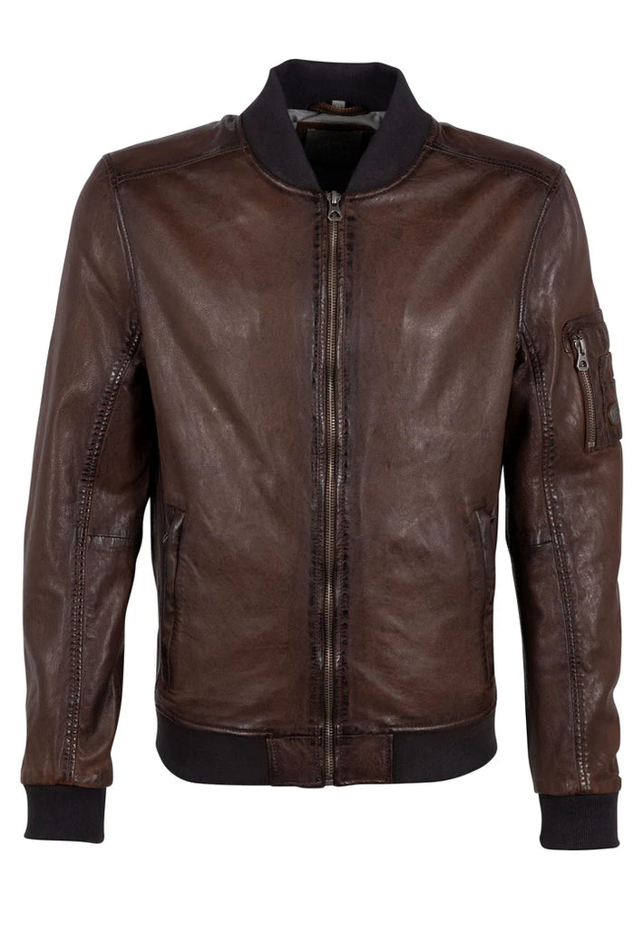 MANTEAU CUIR HOMME - HUSLEY - Chestnut
