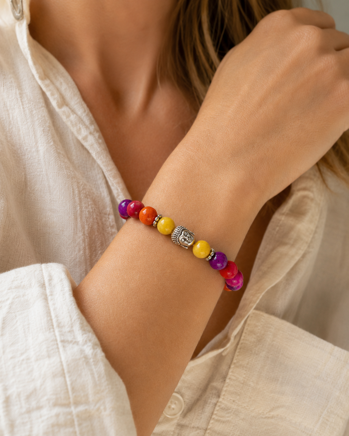 InstaGlam - Handmade Dyed Fossil Bead Bracelet