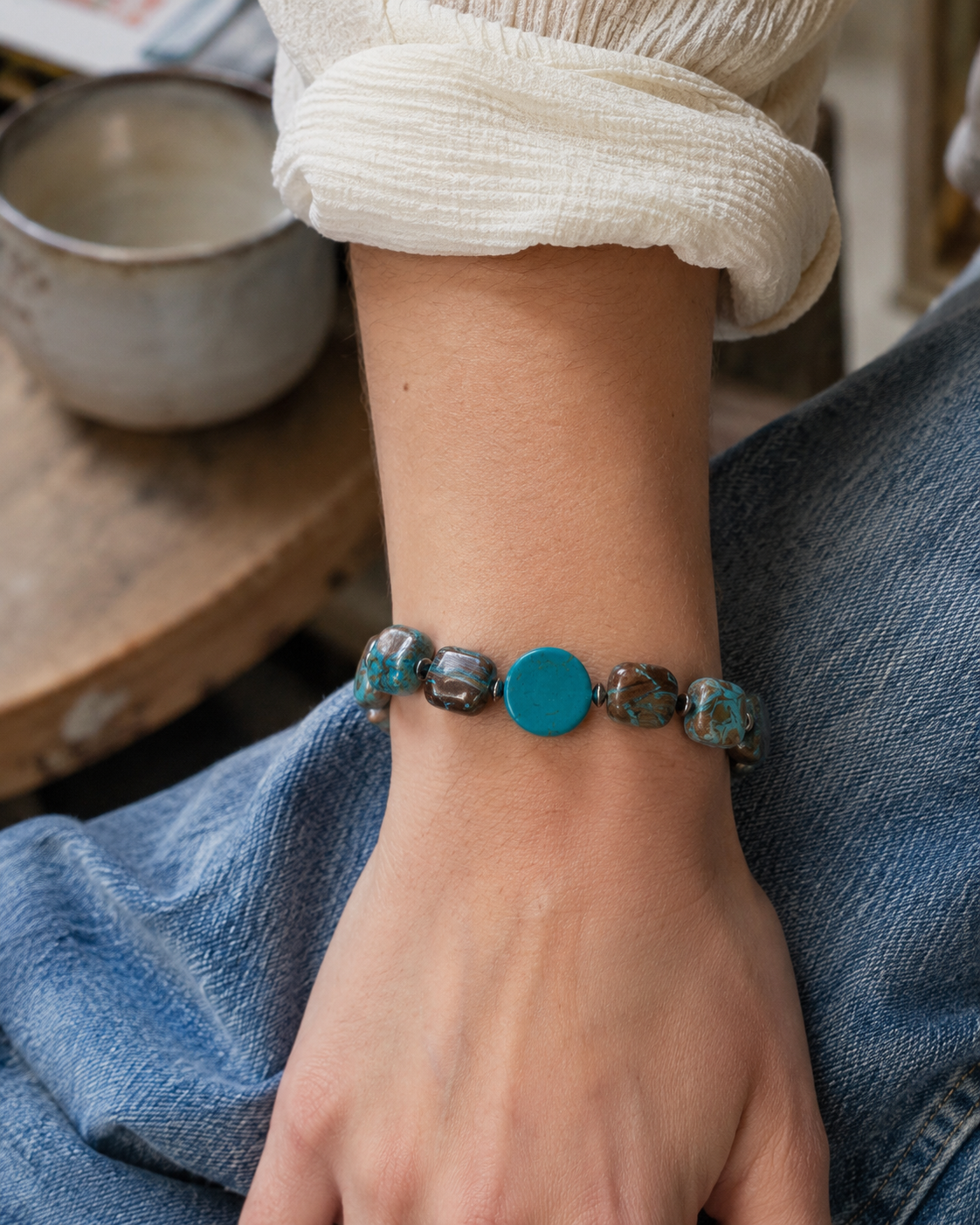 InstaGlam - Howlite & Calsilica Jasper Bracelet