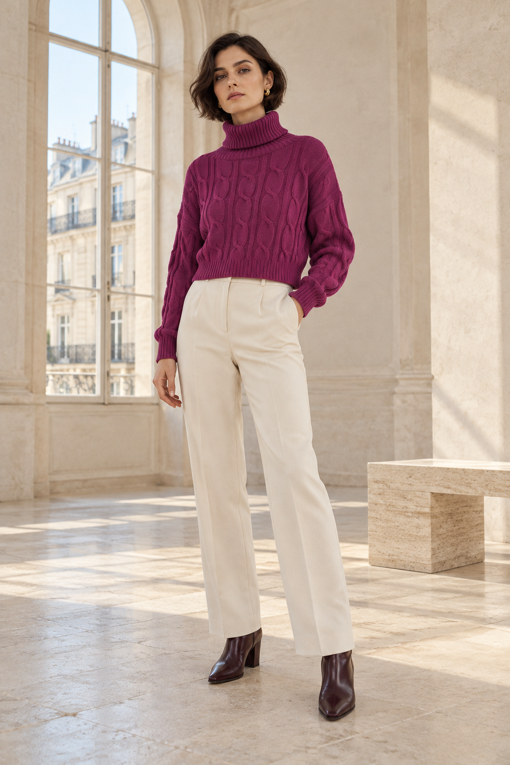 Pull à col roulé en maille torsadée par Les Choix de Gaby