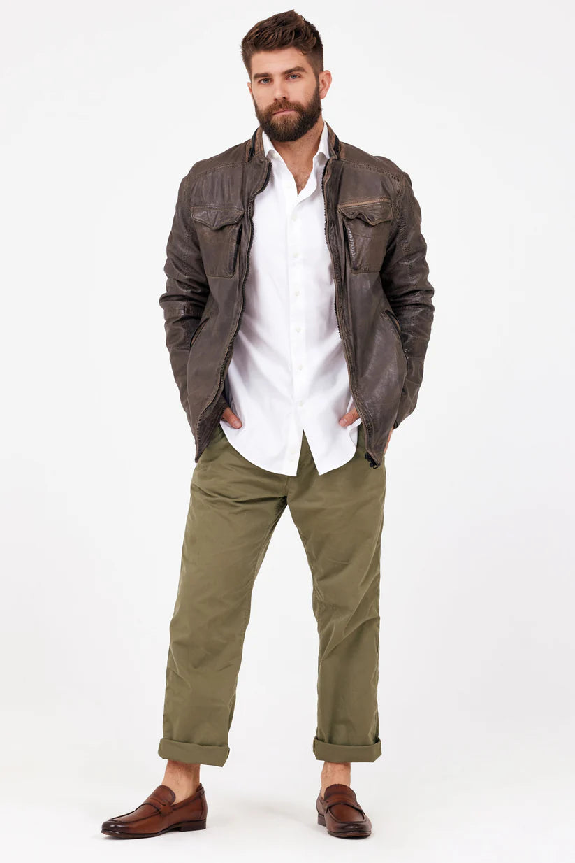 MANTEAU CUIR HOMME - COVE - Elephant