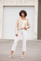 MANTEAU CUIR FEMME - JULENE - Beige