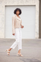 MANTEAU CUIR FEMME - JULENE - Beige