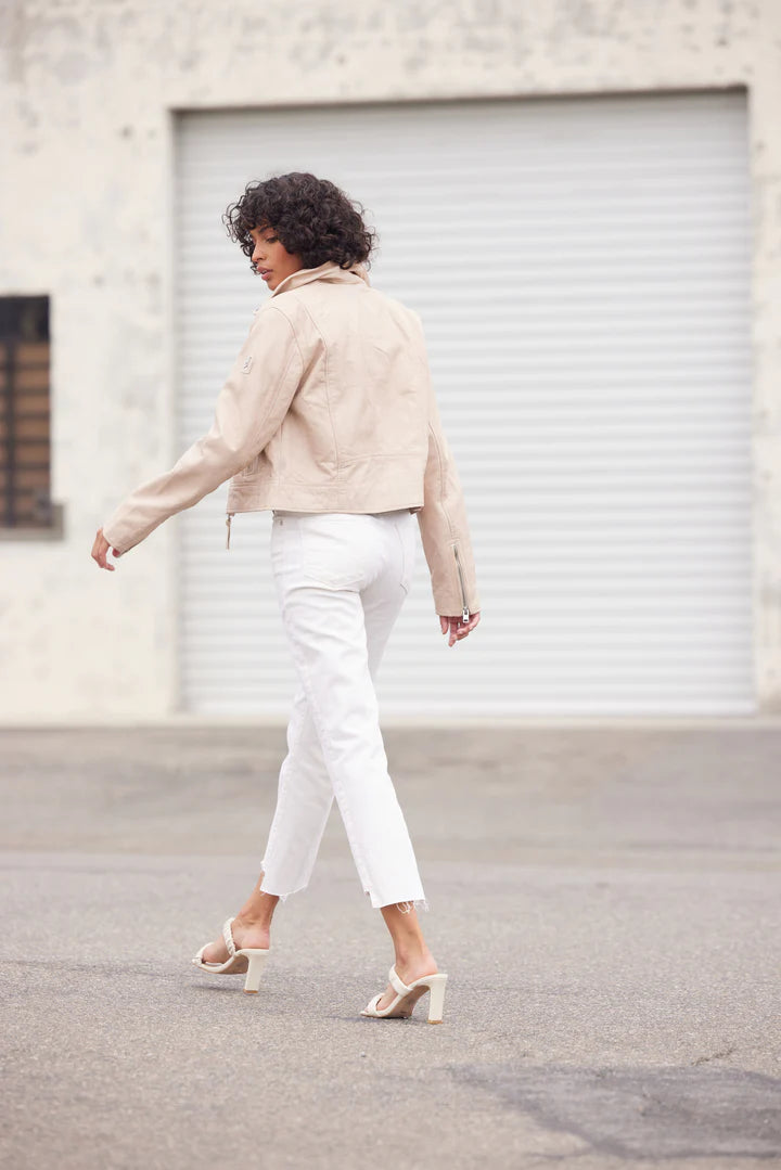 MANTEAU CUIR FEMME - JULENE - Beige