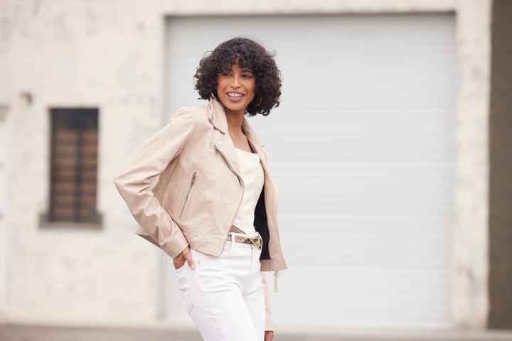 MANTEAU CUIR FEMME - JULENE - Beige