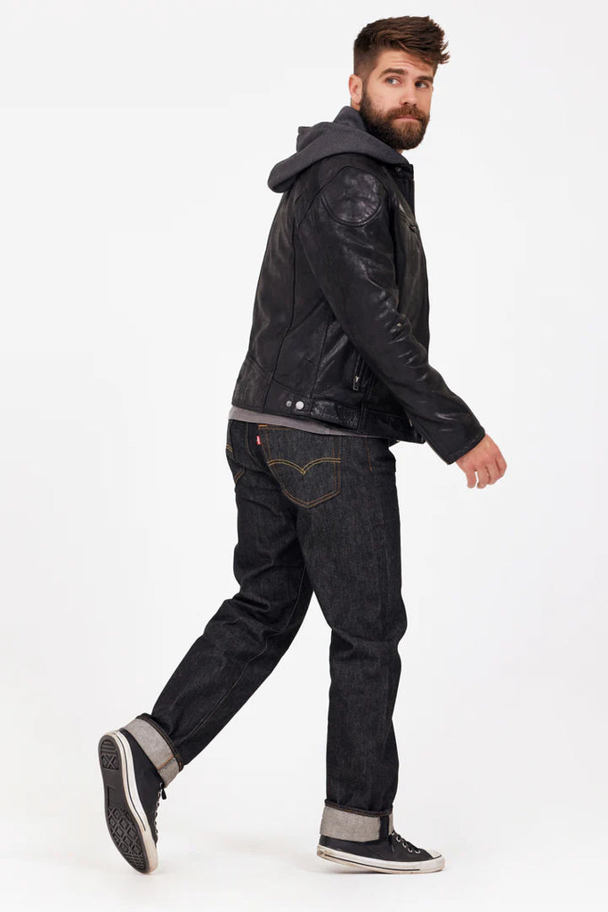 MANTEAU CUIR HOMME - BIKO - Black