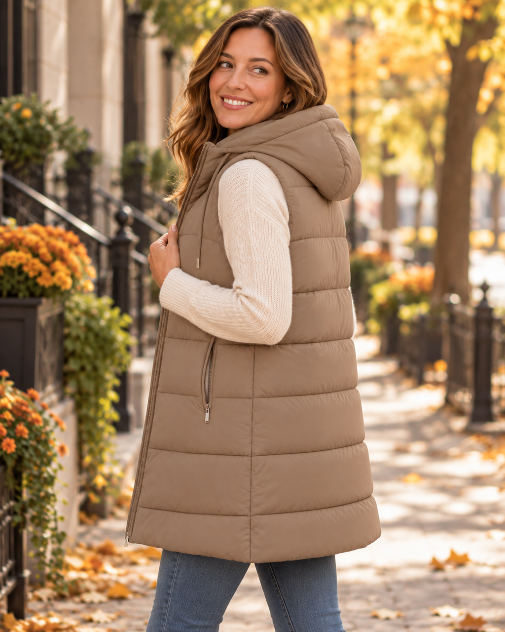 Taupe sleeveless jacket by Gaby's Choices