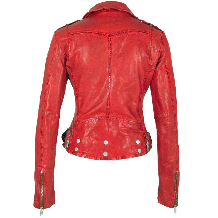 MANTEAU CUIR FEMME - WILD - Lipstick Red