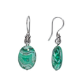 Green Crazy Lace Agate Oval Drop Earrings
