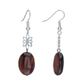 Red Tigers Eye Lotus Drop Earrings