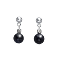 Black Stone Circular Drop Earrings