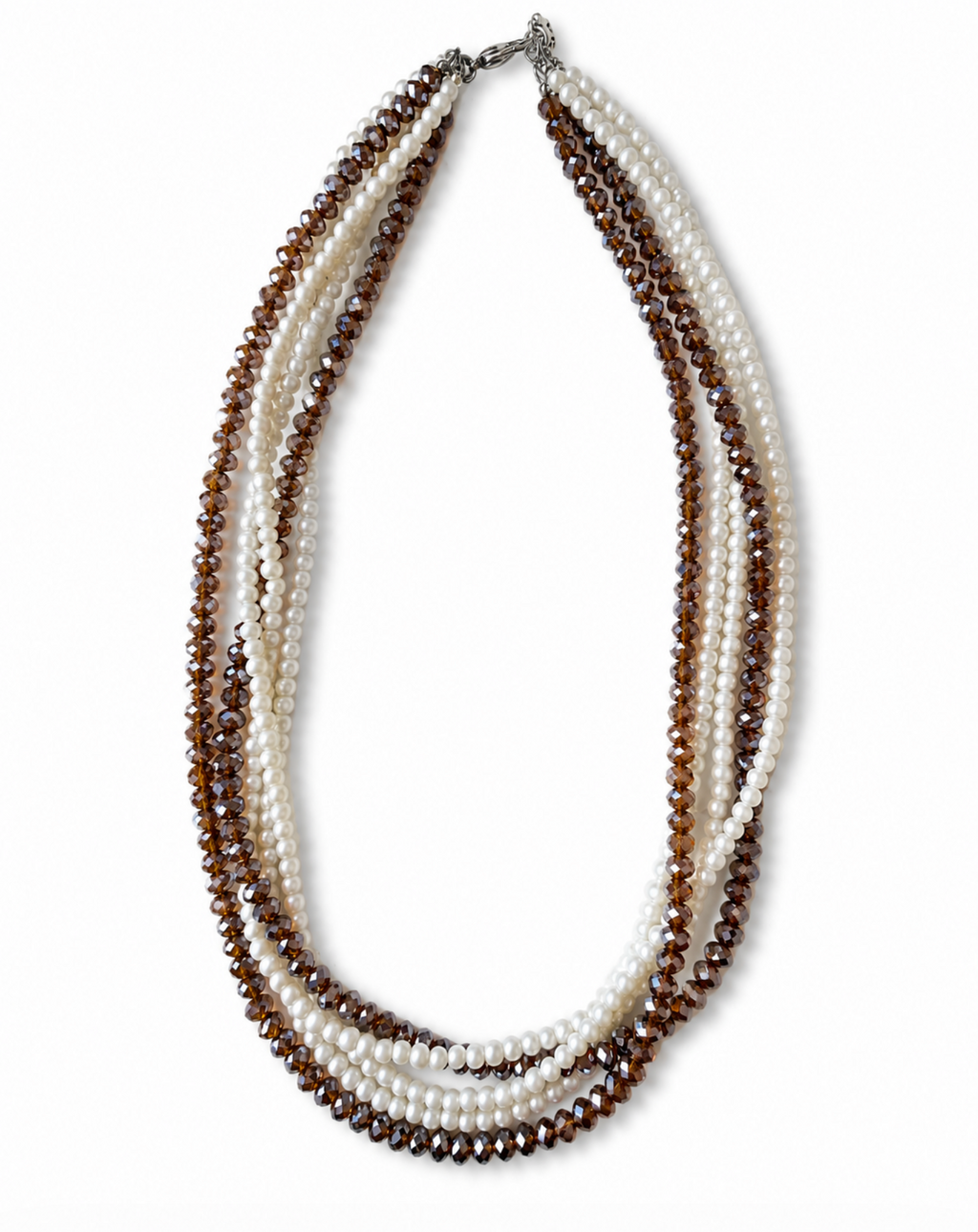 InstaGlam Five-Strand Pearl & Crystal Necklace with Elephant Charm