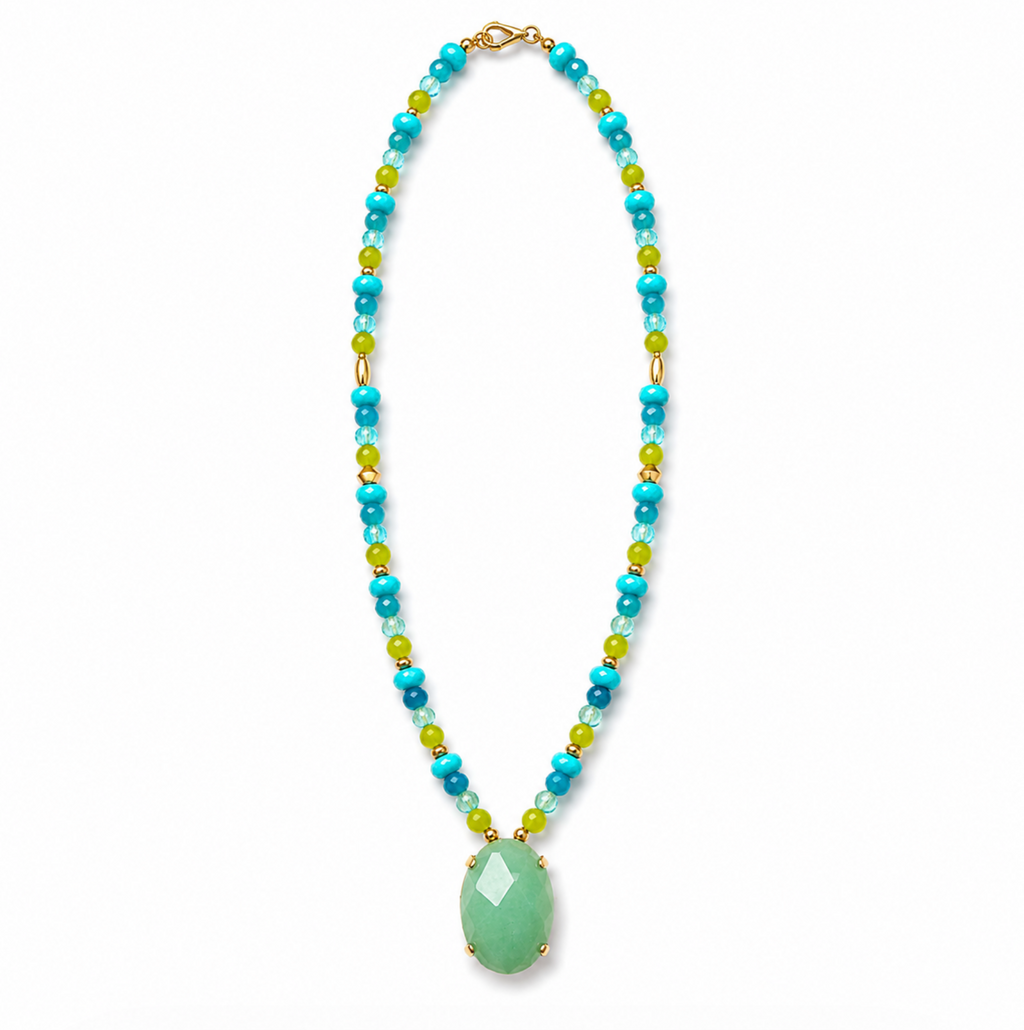 InstaGlam Upcycled Aventurine & Jade Statement Necklace – Montreal Handmade