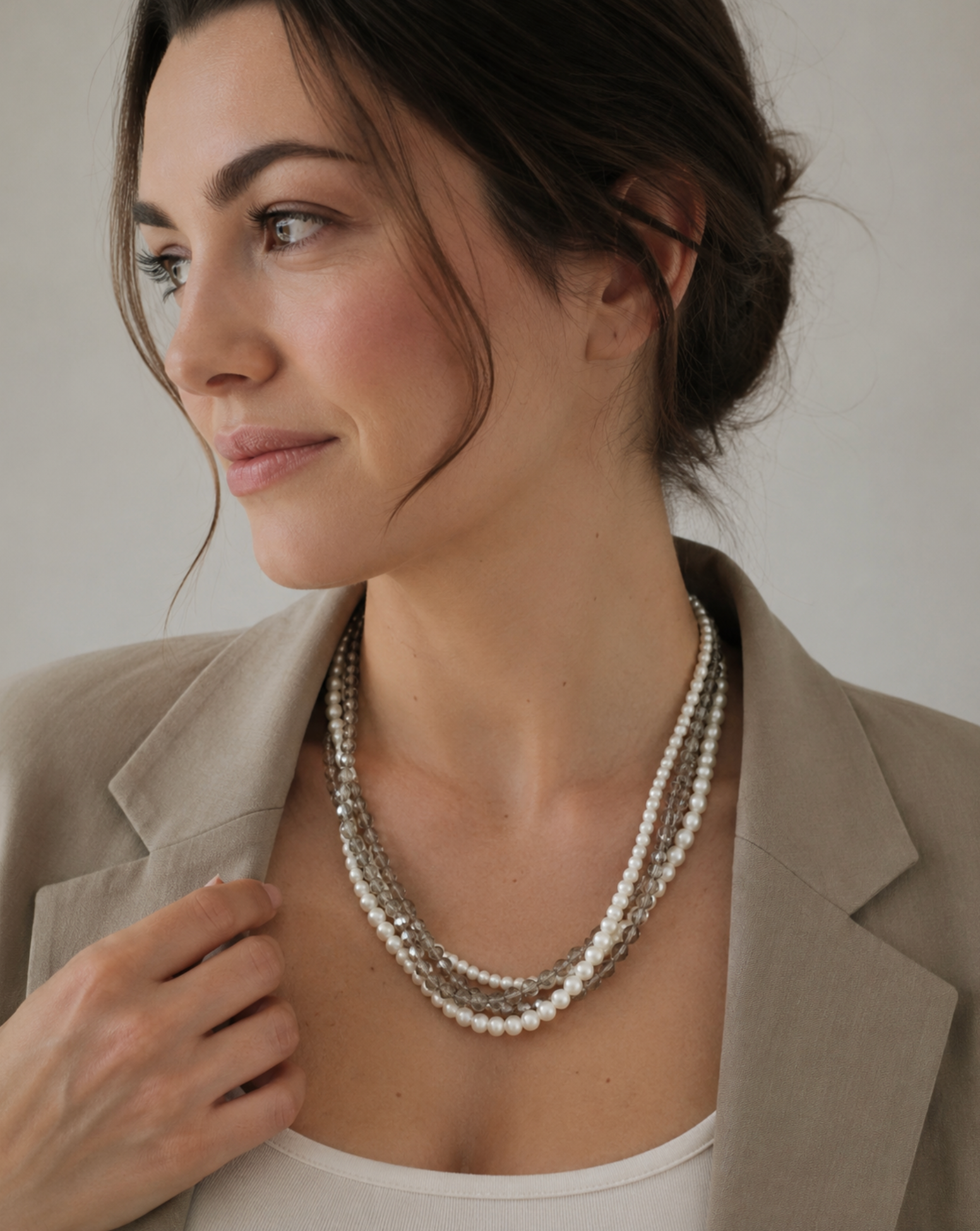 InstaGlam Pearl & Crystal Multi-Strand Necklace – Upcycled Montreal Design
