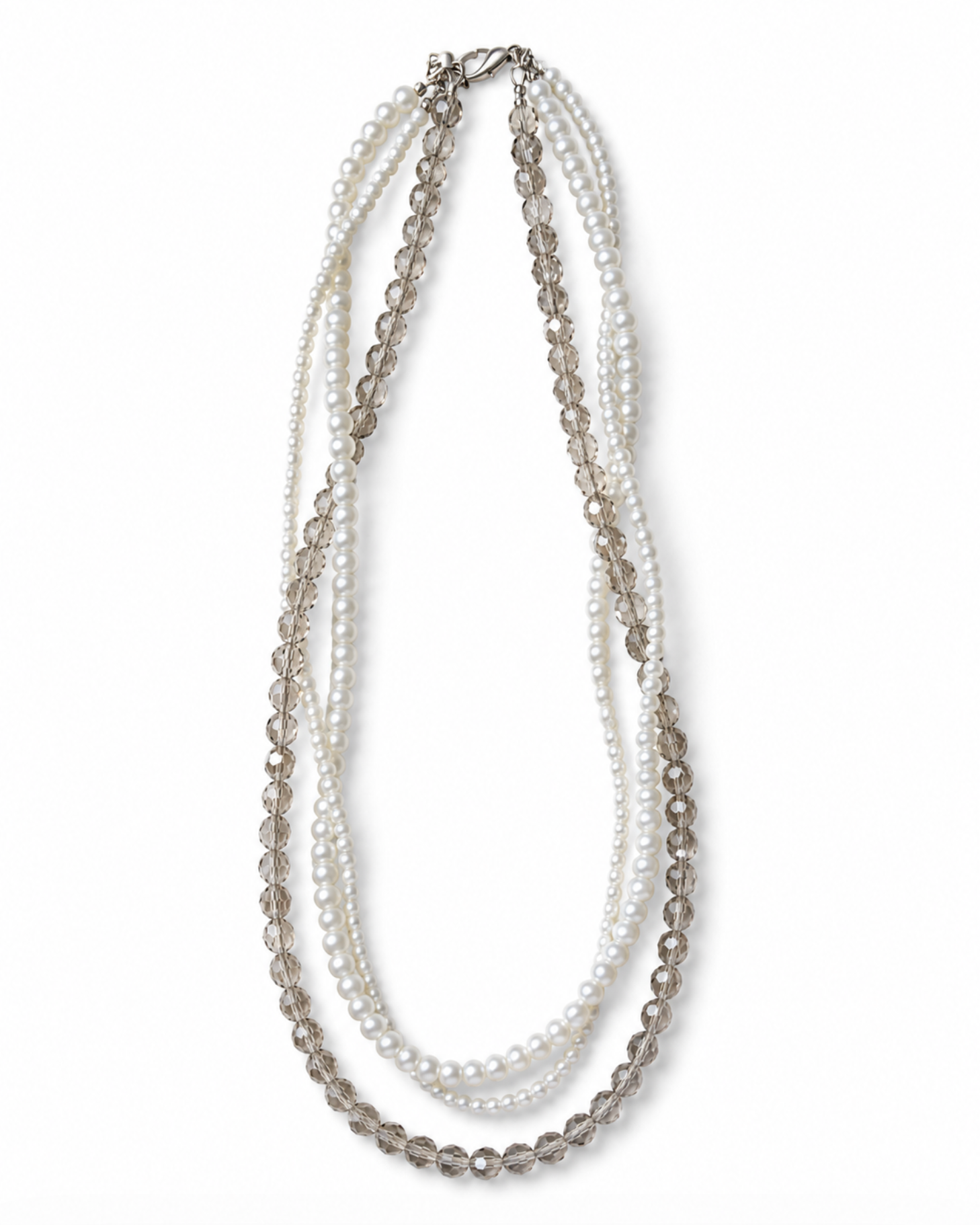 InstaGlam Pearl & Crystal Multi-Strand Necklace – Upcycled Montreal Design