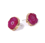 Goldtone Druzy Circular Stud Earrings