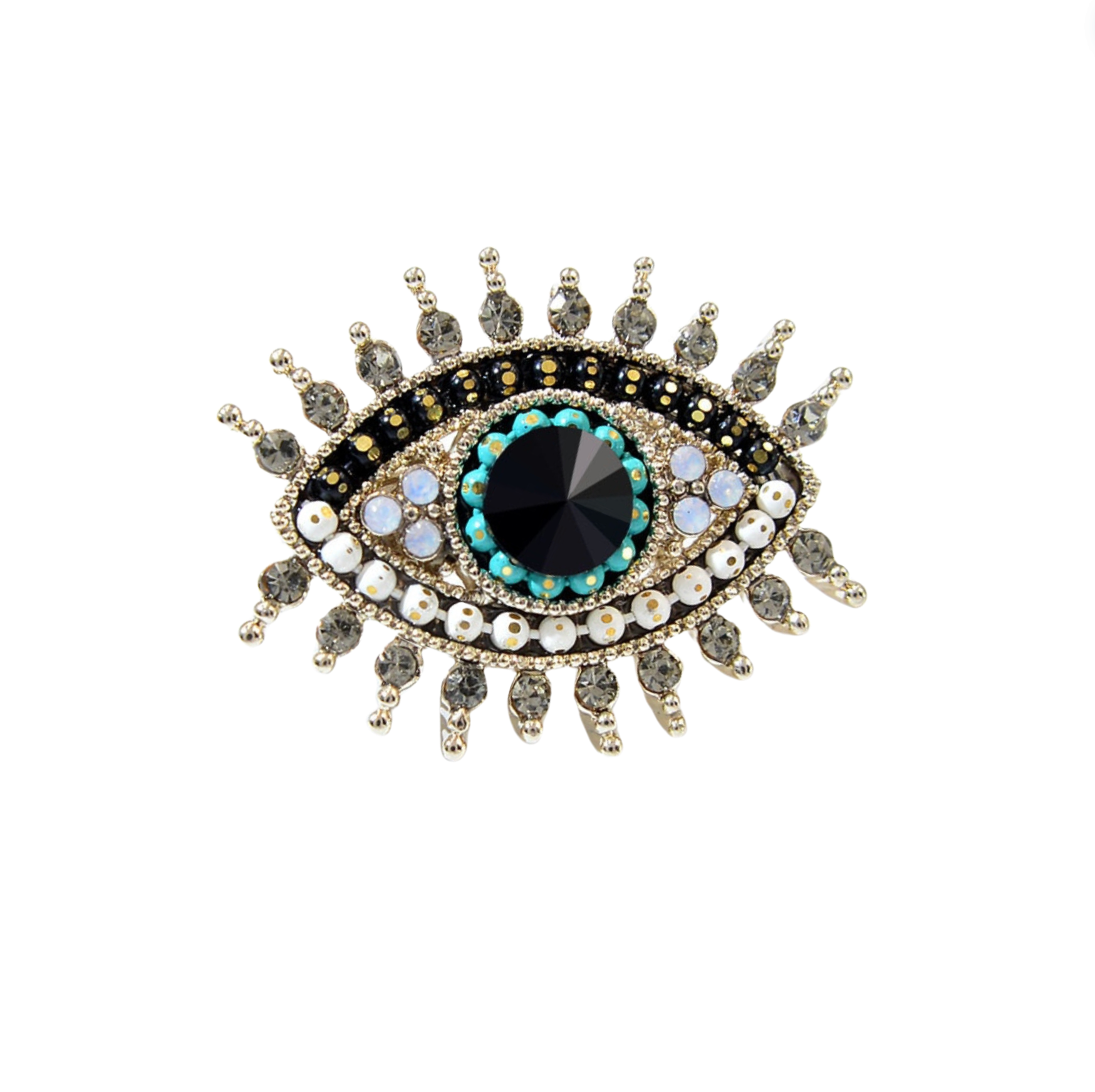 Black Crystal Eye Brooch