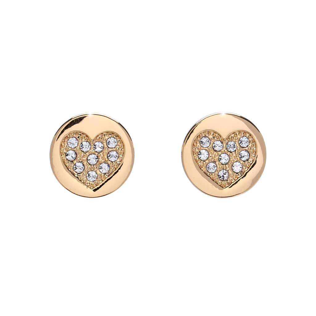 Gold Heart Crystal Stud Earrings Gift Box