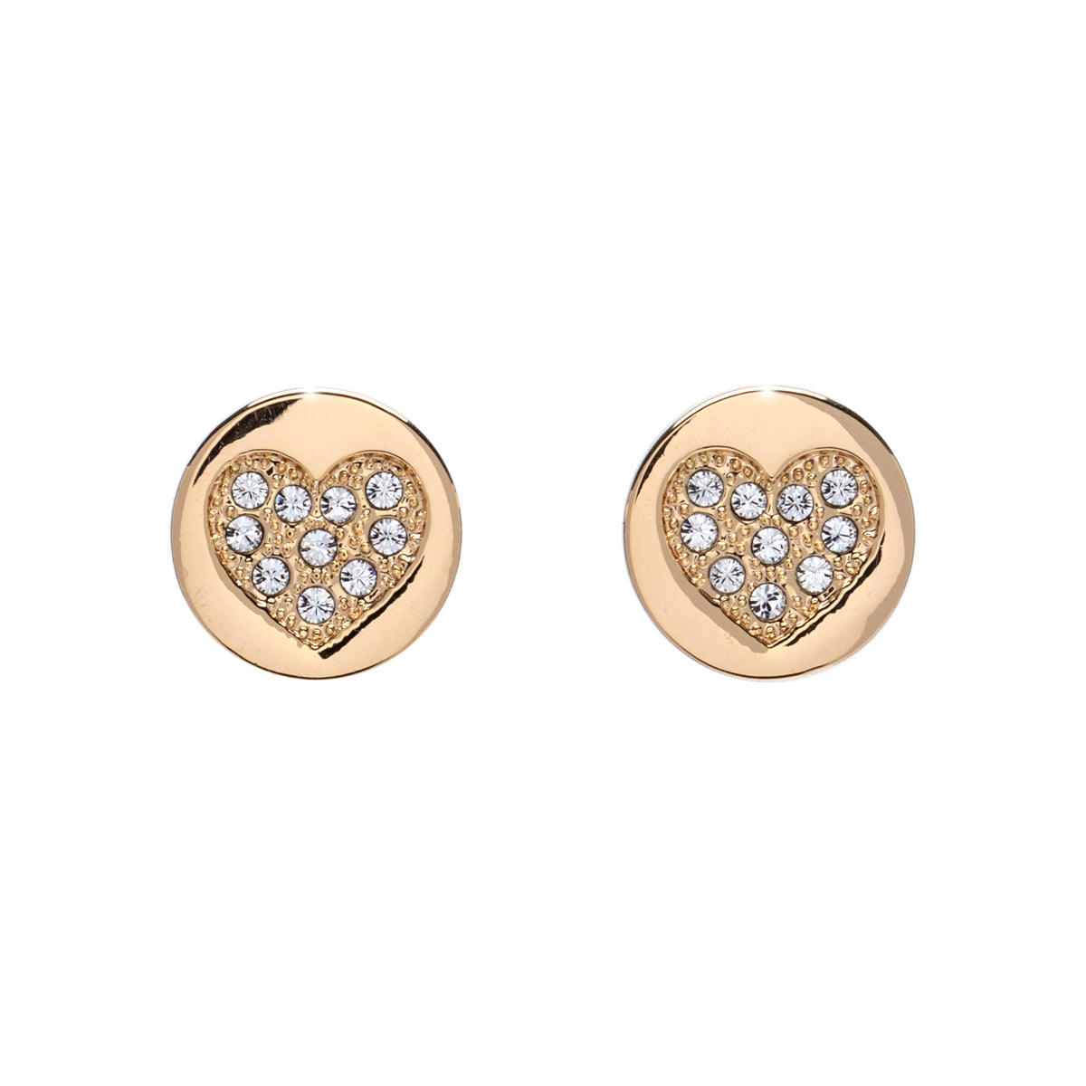 Gold Heart Crystal Stud Earrings Gift Box