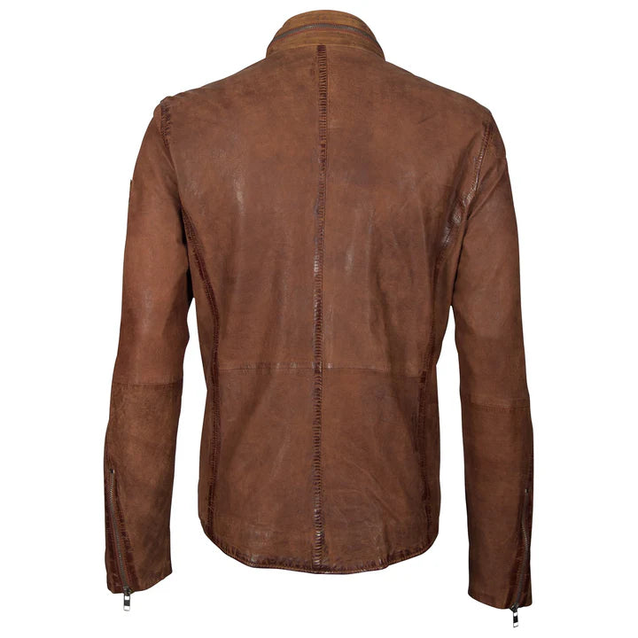 MANTEAU CUIR HOMME - COVE - Cognac