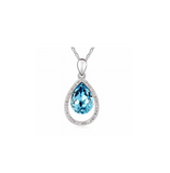 Silvertone Teardrop Pendant Necklace with Swarovski