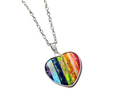 Pendentif Cœur Multicolore Rayé avec Pierres Précieuses Howlite