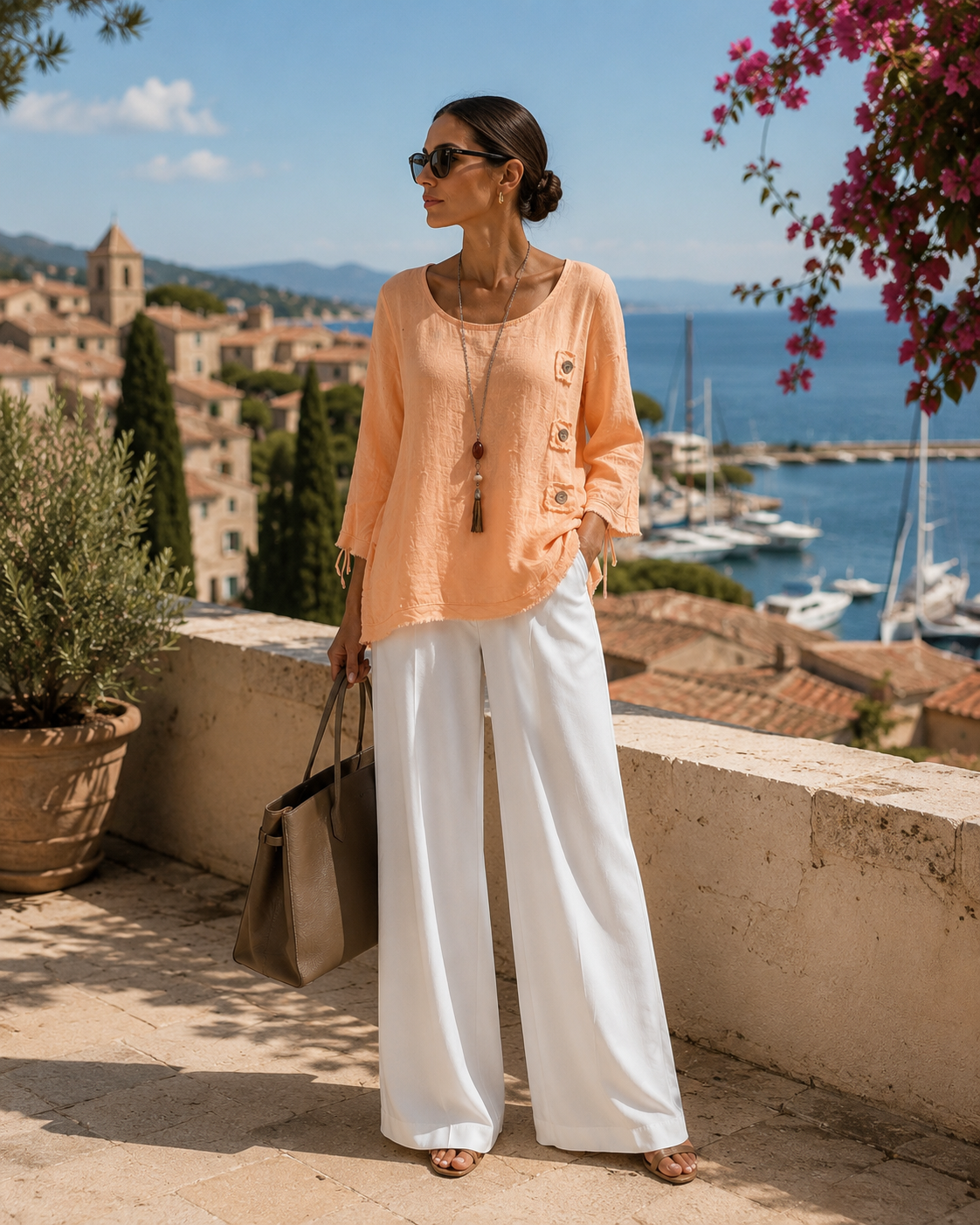 Top complètement lin Corail Doux par Eternelle