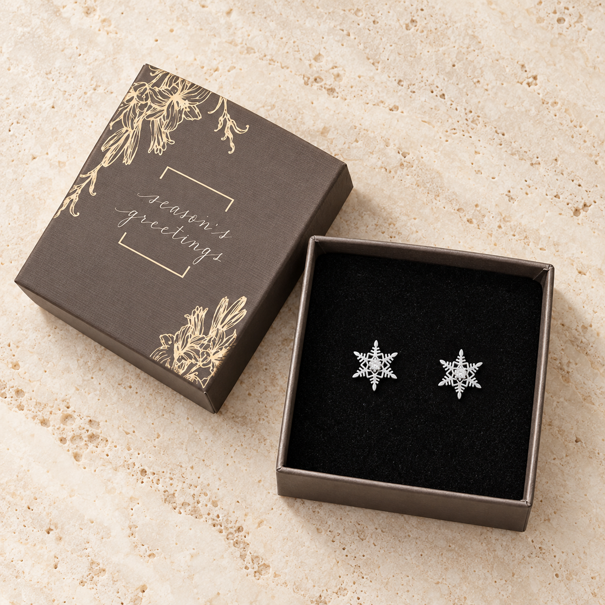 Snowflake Stud Earrings Gift Box
