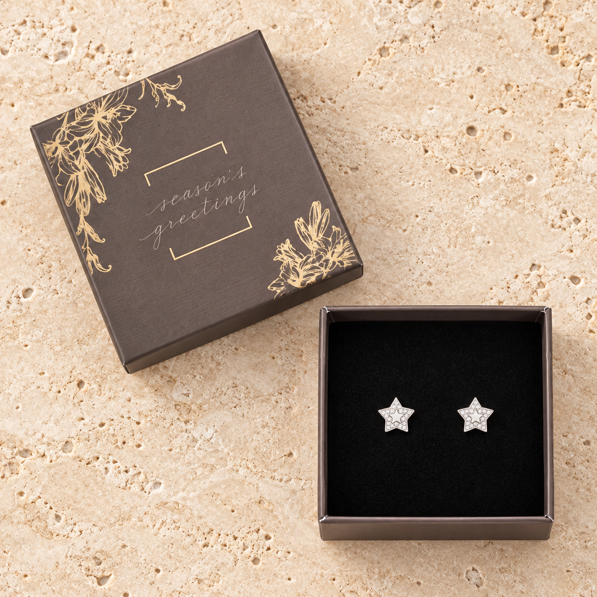 Double Star Stud Earrings Gift Box
