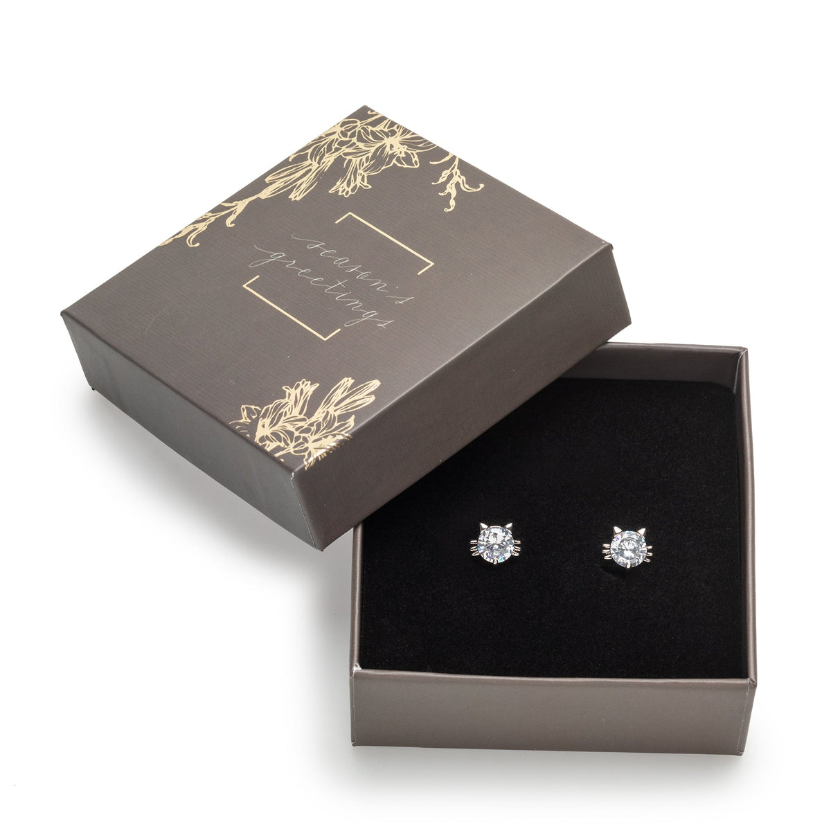 Cat Stud Earrings Gift Box