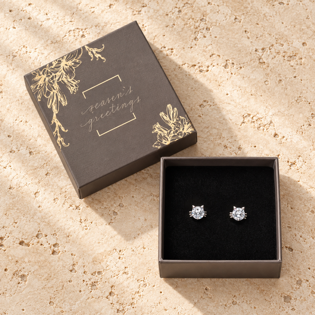 Cat Stud Earrings Gift Box