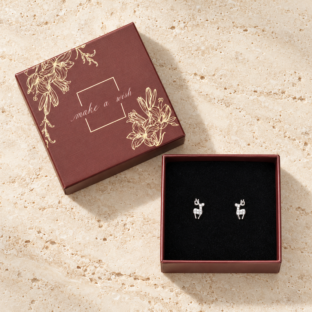 Elegant Deer Stud Earrings Gift Box