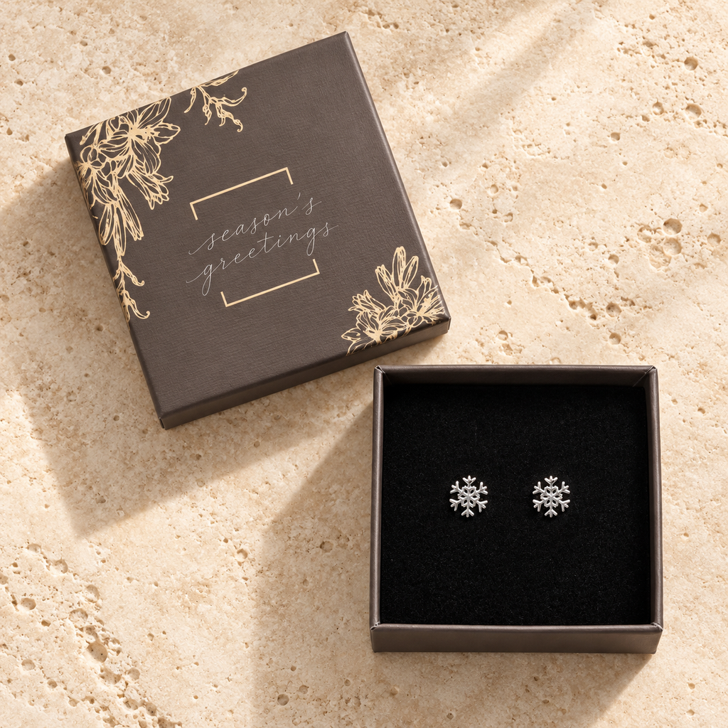 Snowflake Stud Earrings Gift Box