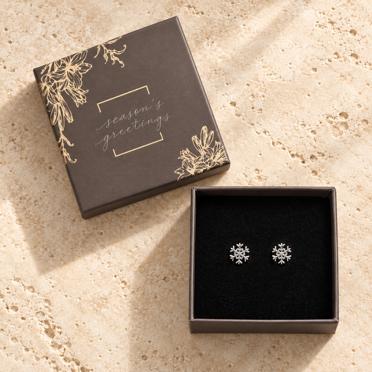 Snowflake Stud Earrings Gift Box