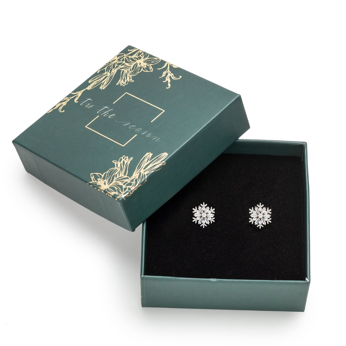 Sparkling Snowflake Stud Earrings Gift Box