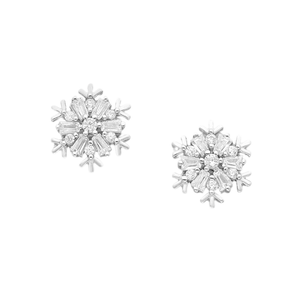 Sparkling Snowflake Stud Earrings Gift Box