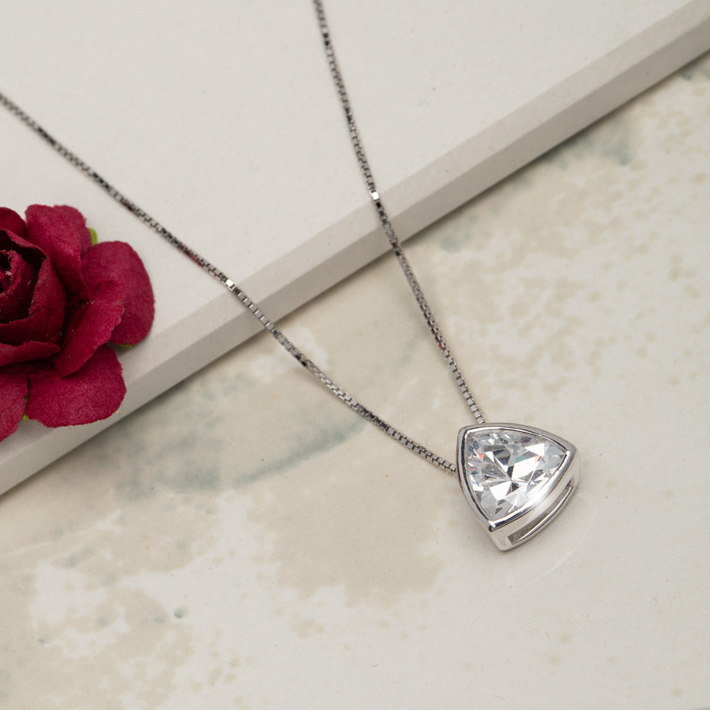Clear Crystal Trillium Pendant Necklace