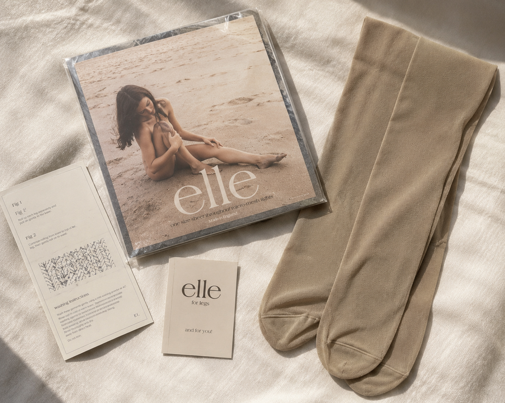 Collant Vintage Micro-Mesh Blanc Poivré par Elle
