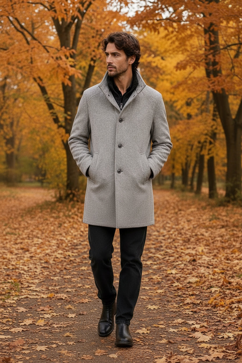 Manteau complètement laine Gris
