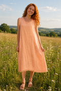 Robe complètement lin Orange par Éternelle