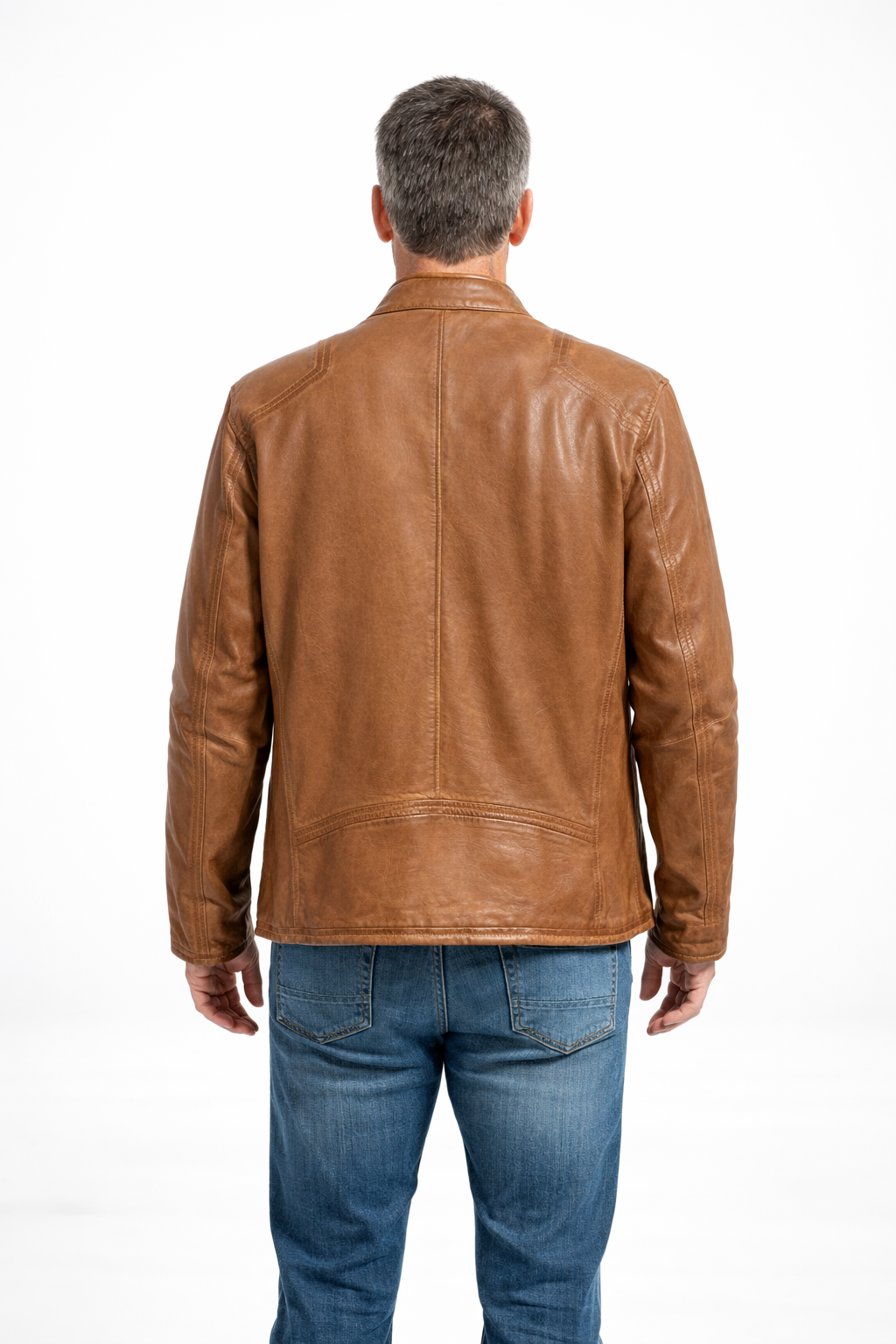 Veste en cuir veritable Dark Whisky par Plongé