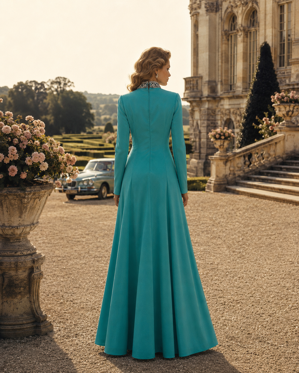 Robe vintage années 70 - Turquoise du Grand Escalier par Doree Leventhal