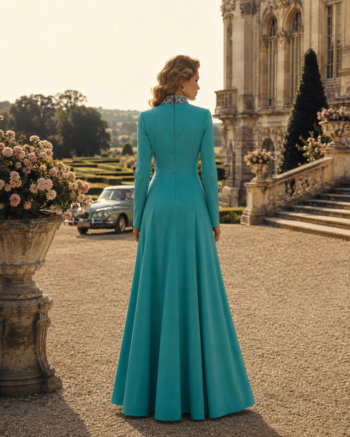 Robe vintage années 70 - Turquoise du Grand Escalier par Doree Leventhal