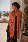Embroidered Silk and Chiffon Stole Scarf by Anne de Shalla Atelier