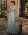 Robe vintage années 70 - Bleu des Jardins de Bagatelle par Anne de Shalla