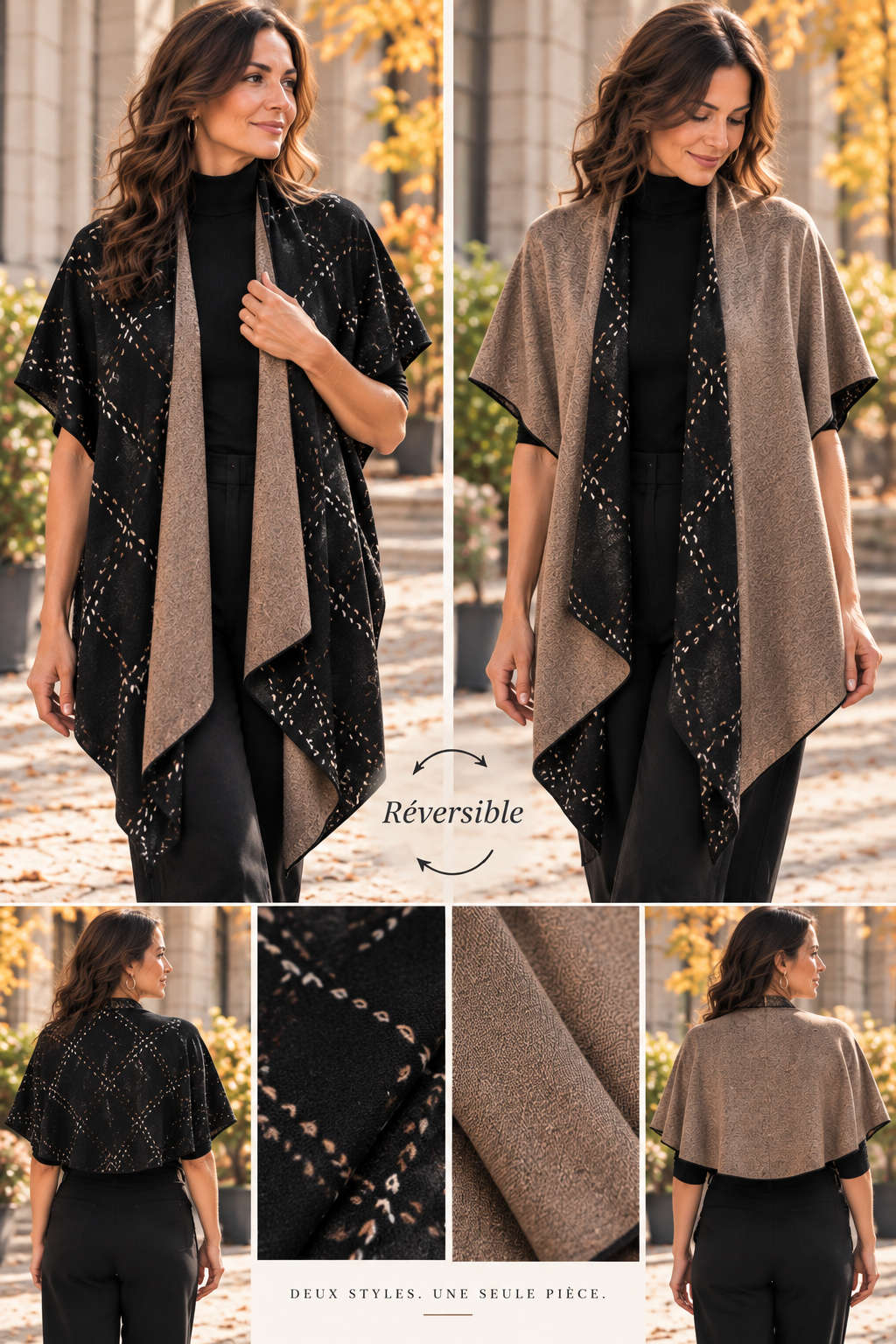 Fouchâle Canneux Noir/Beige par Anne de Shalla