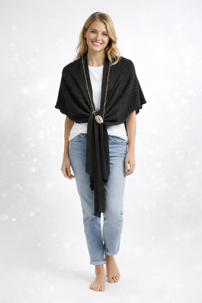 Châle de Tricot Noir Uni par Boutique Anne de Shalla