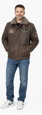 Veste en cuir veritable Rusty Brown par Plongé
